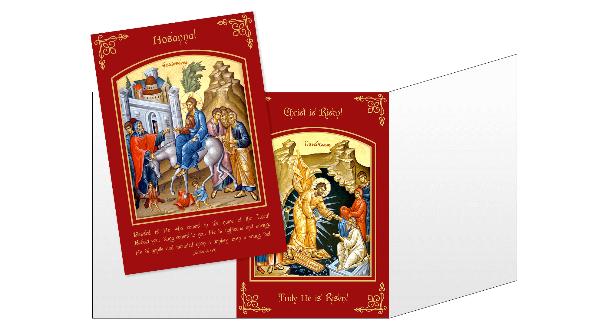 Community Cards - The Entry into Jerusalem (Red) Easter Card (Triptych)
